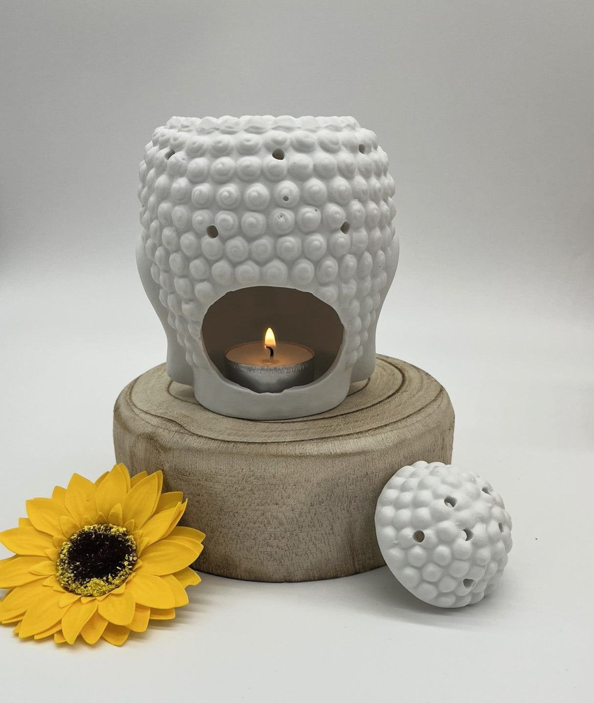 Gorgeous White Ceramic Buddha Oil Burner