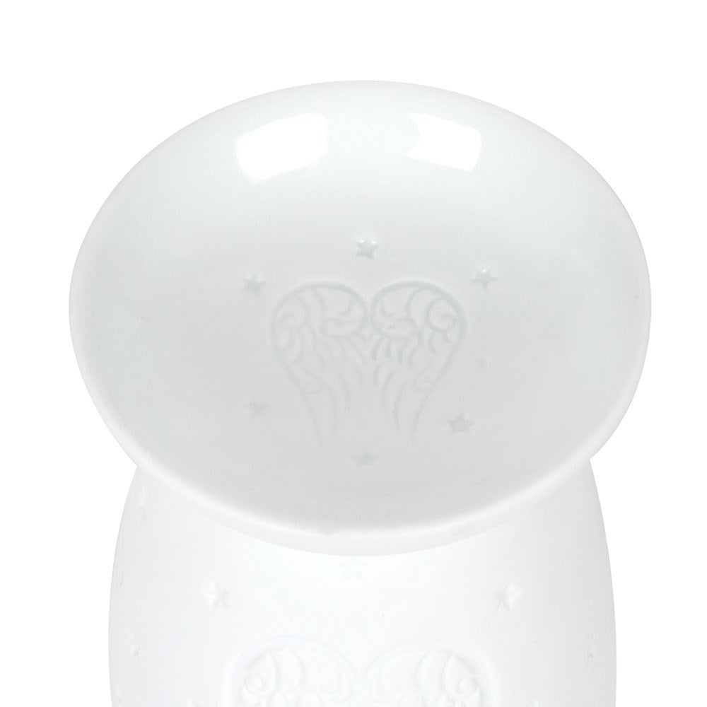 WHITE CERAMIC ANGEL WINGS OIL BURNER