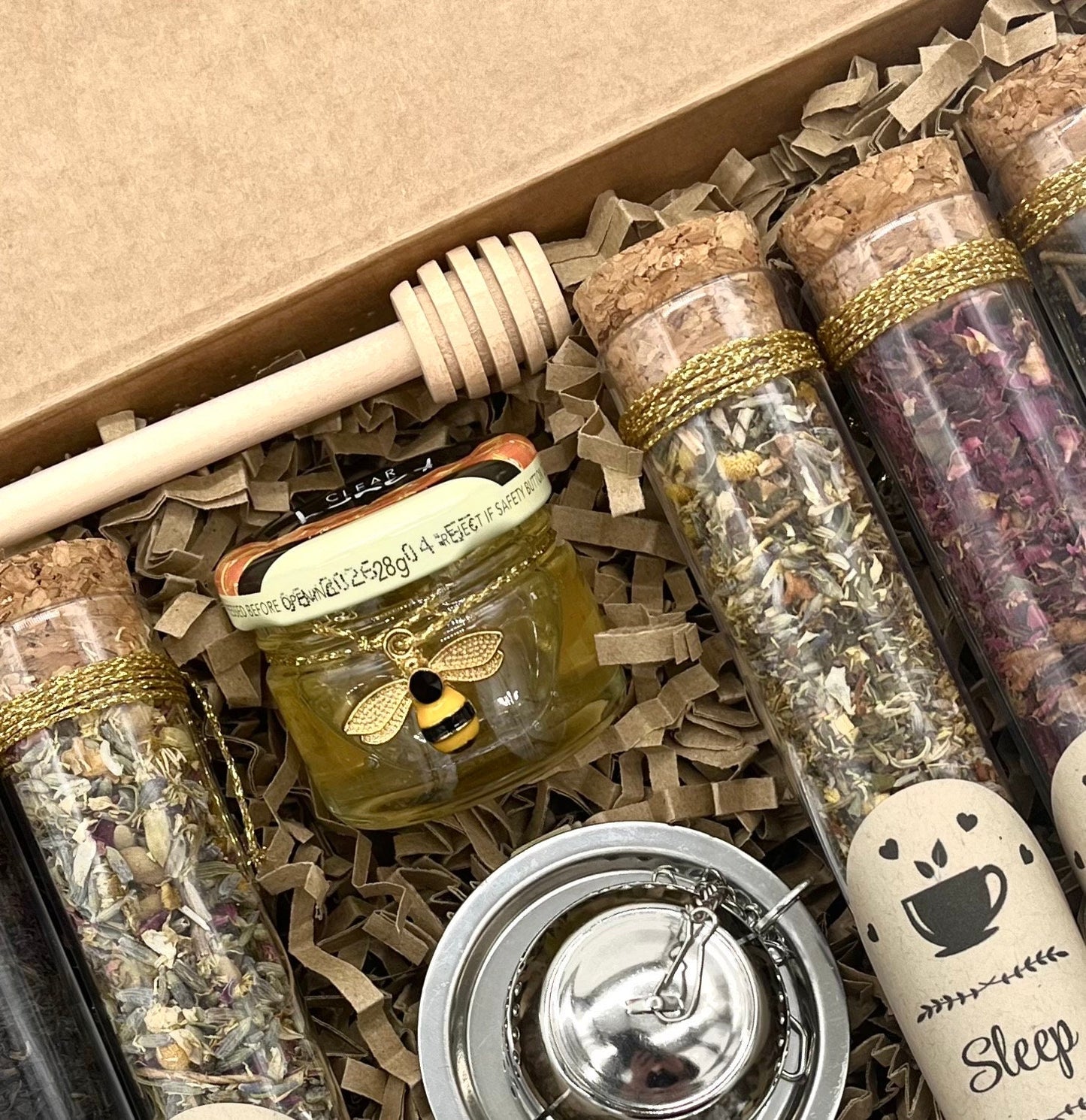 Luxury Loose Organic Herbal Tea Gift Box, 6 Types Luxury Tea Leaves, Diffusers, Honey, Tea Lover Gift, Gift for Her, Mom, Dad, Tea Gift Set