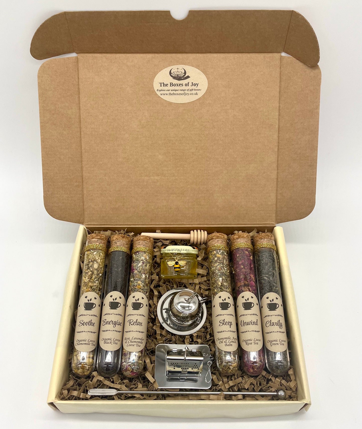 Luxury Loose Organic Herbal Tea Gift Box, 6 Types Luxury Tea Leaves, Diffusers, Honey, Tea Lover Gift, Gift for Her, Mom, Dad, Tea Gift Set