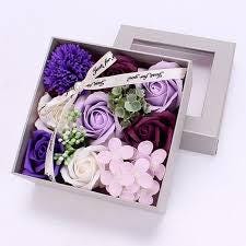 Purple Luxury Soap Flowers Gift Box, Bouquet, Self Care, Wellness, Birthday, Thank You, Anniversary, Christmas