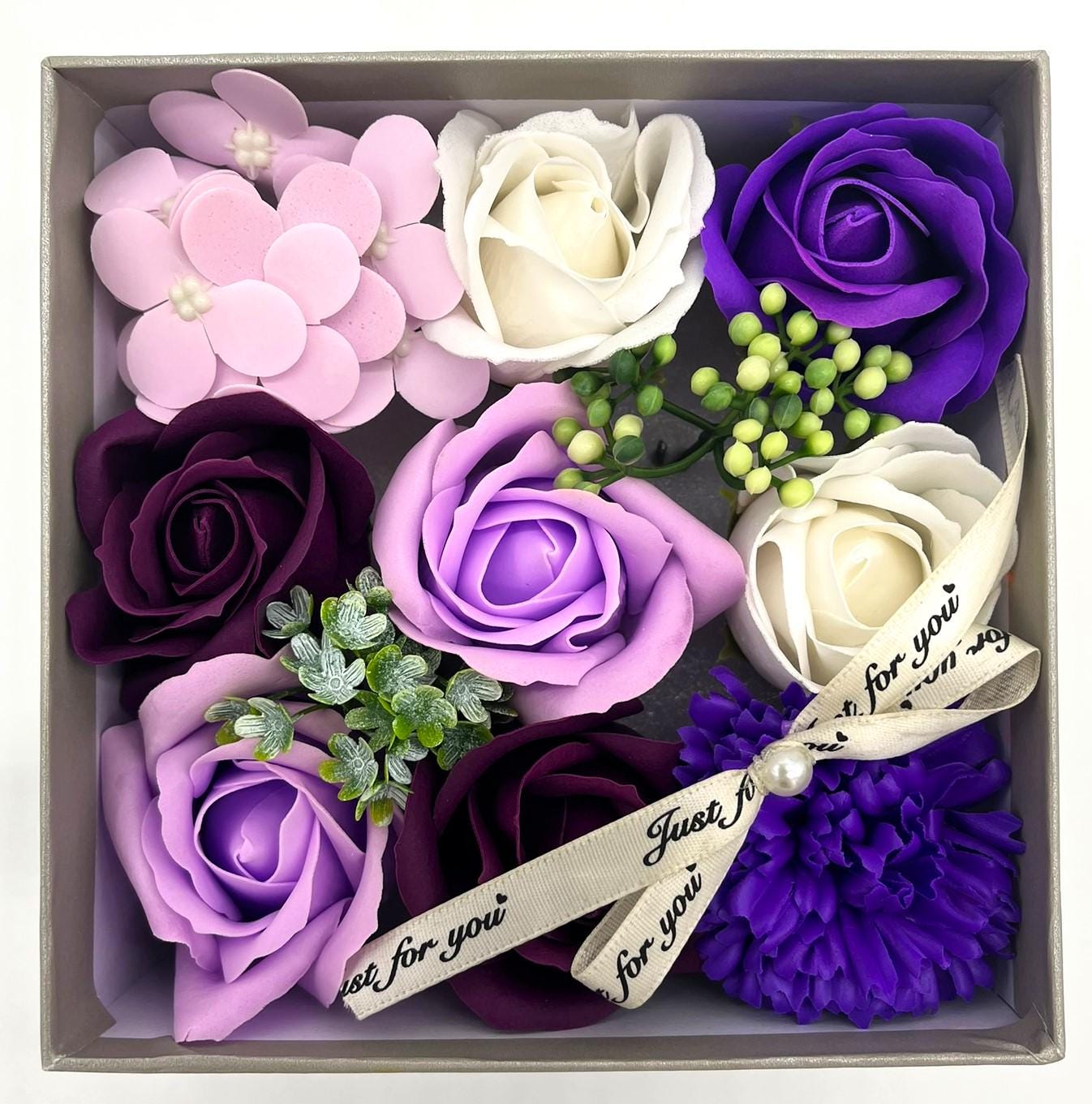Purple Luxury Soap Flowers Gift Box, Bouquet, Self Care, Wellness, Birthday, Thank You, Anniversary, Christmas
