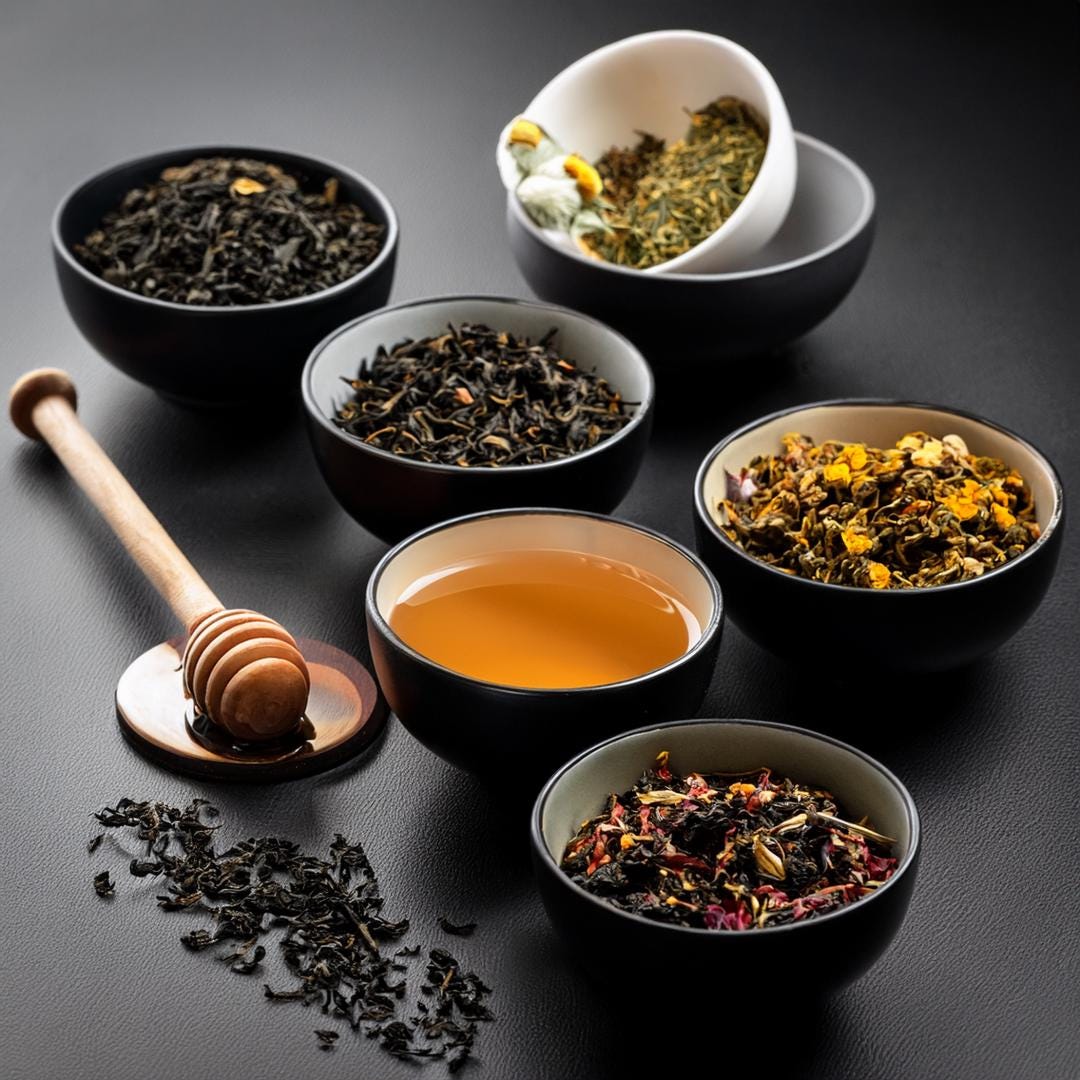 Gentleman's Tea Tasting Gift Box - 6 Loose Leaf Teas, Honey, Infuser - Men's Wellness Gift Set Bold Flavors, Unique Present, Christmas Gift