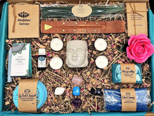 Complete Wellbeing & Tranquillity Gift Box, Wellness, Mindfulness, Self Care Hamper, Calming, Dreamcatcher, Healing Crystals, Christmas Gift