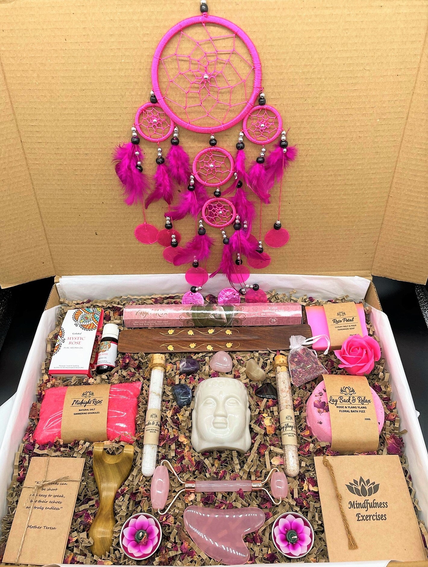 The Ultimate Gift Box, Complete Mindfulness, Oil Burner, Incense, Healing Crystals, Gua Sha Massage, Rose Quartz, Spa Products