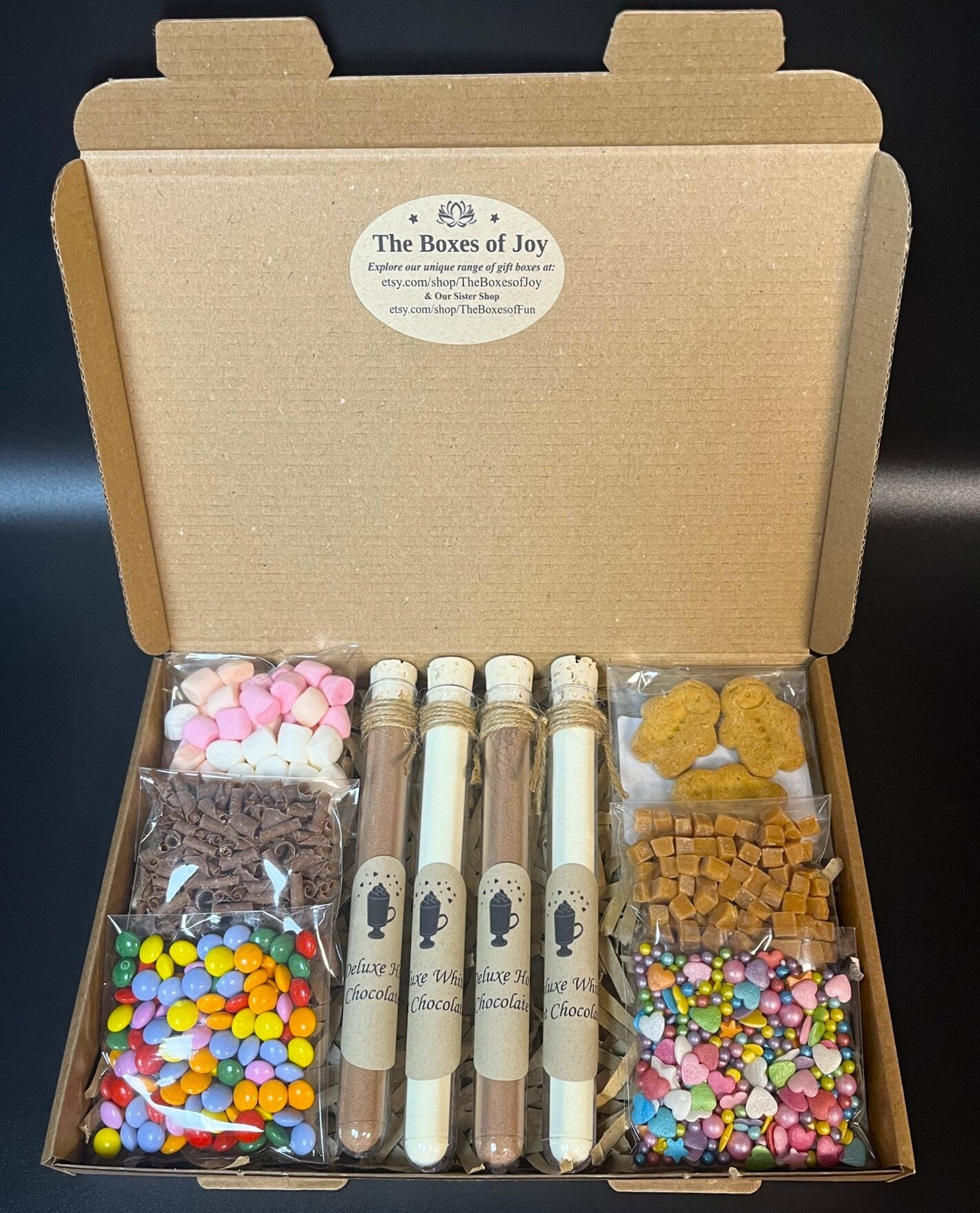 Unique Milk & White Hot Chocolate Letterbox Gift, Sprinkles and Toppings, Stocking Filler, Birthday, Unicorn, Chocolate Hamper, Christmas!