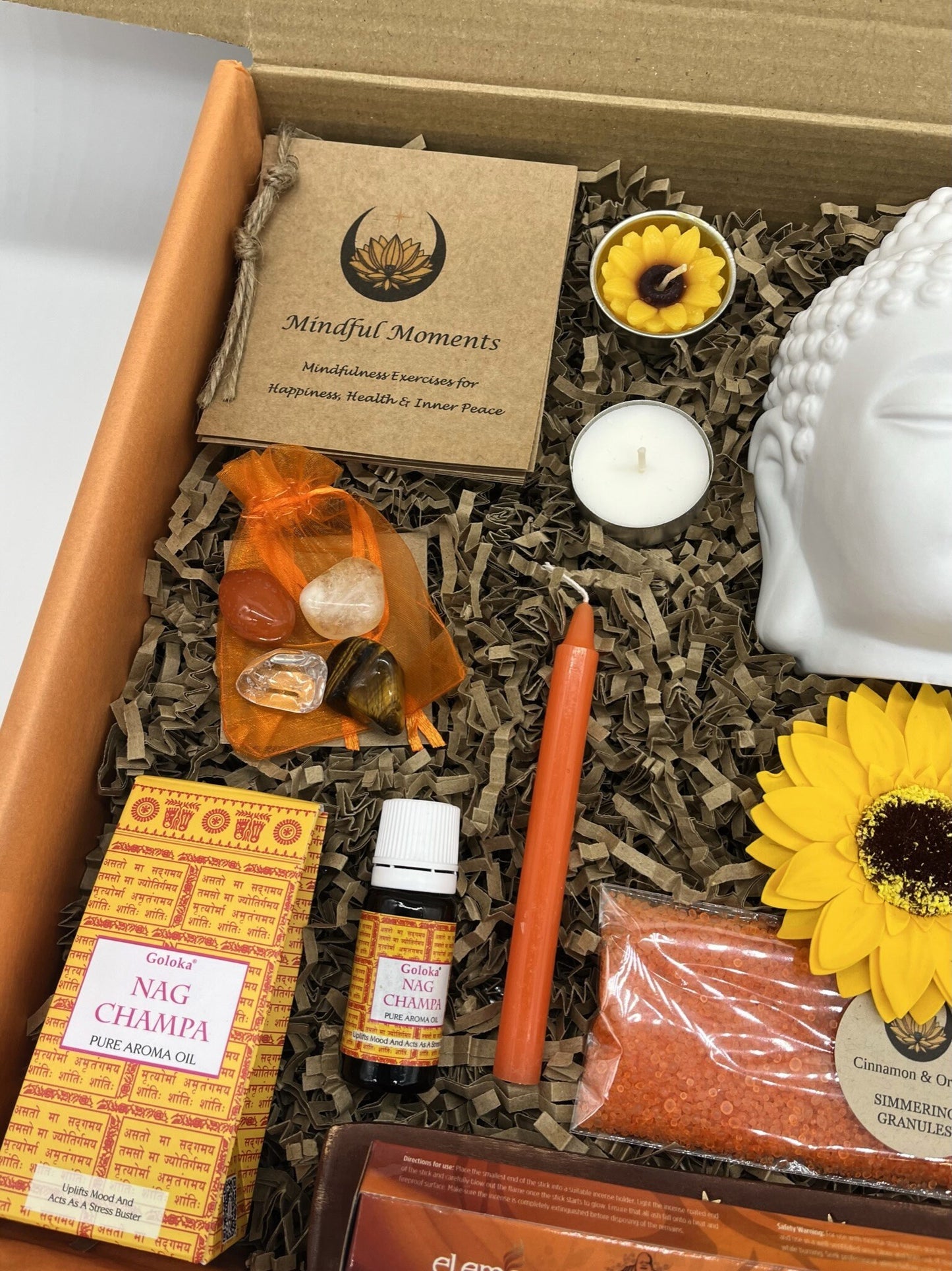 The Buddha Happy Meditation &  Wellness Gift, Mindfulness, Positivity, Crystals, Oil Burner, Incense, Mandala Beads, Buddha, Birthday Gift