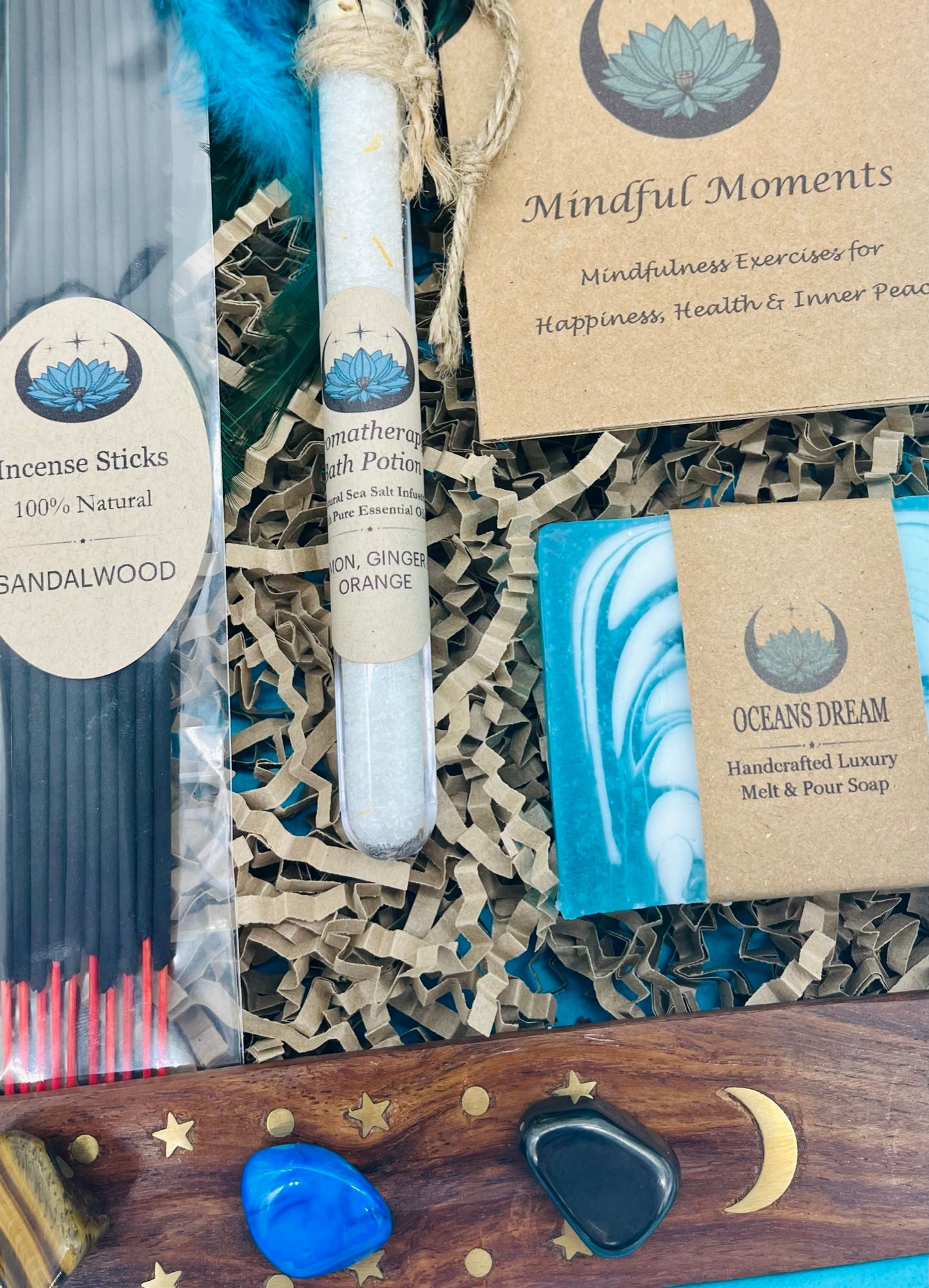 Complete Men's Wellness Spa Gift Box  - Dreamcatcher, Mindfulness, Self care, Incense, Healing  Crystals, Relaxation, Mens Christmas Gift