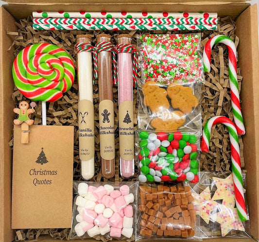 Christmas Luxury MILKSHAKE'S Gift, Christmas Candy, Sprinkles and Toppings,Chocolate Hamper, Children, Teens Gift, Christmas Eve Hamper