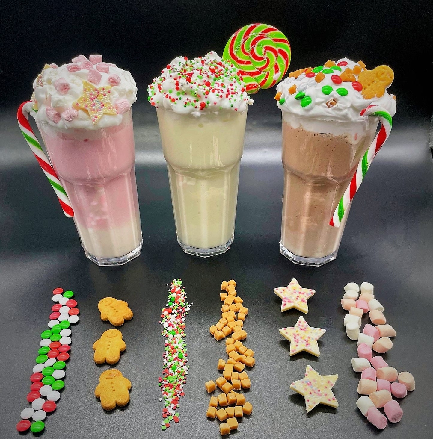 Christmas Luxury MILKSHAKE'S Gift, Christmas Candy, Sprinkles and Toppings,Chocolate Hamper, Children, Teens Gift, Christmas Eve Hamper