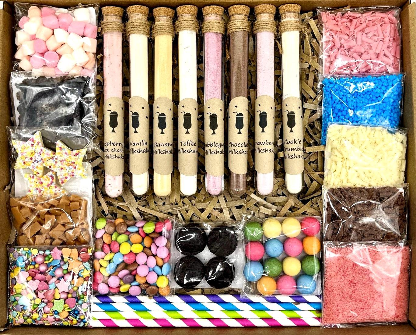 Brand New  -The Ultimate Luxury MILKSHAKES Gift box,  8 Milkshakes to Create, Birthday, Unicorn, Chocolate Hamper, Children, Teens Gift,