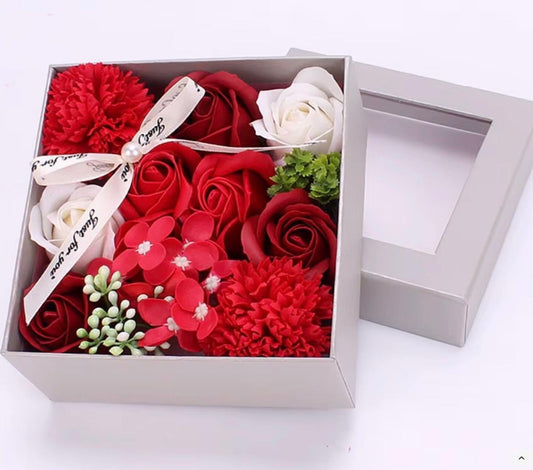 Red Rose Soap Flower Gift Box: Natural Self Care Bouquet