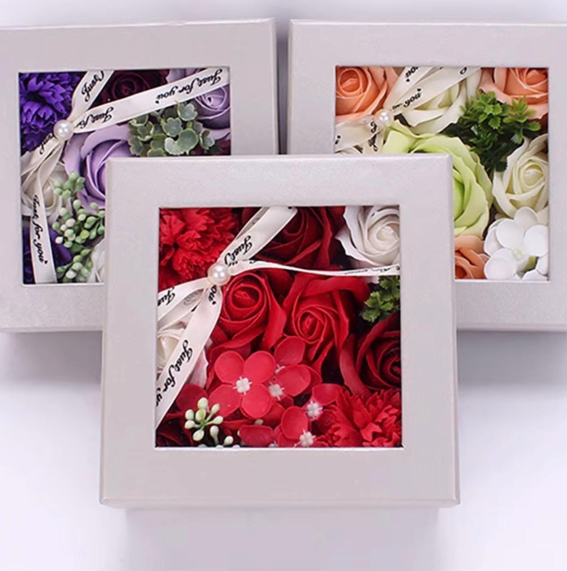 Red Rose Soap Flower Gift Box: Natural Self Care Bouquet