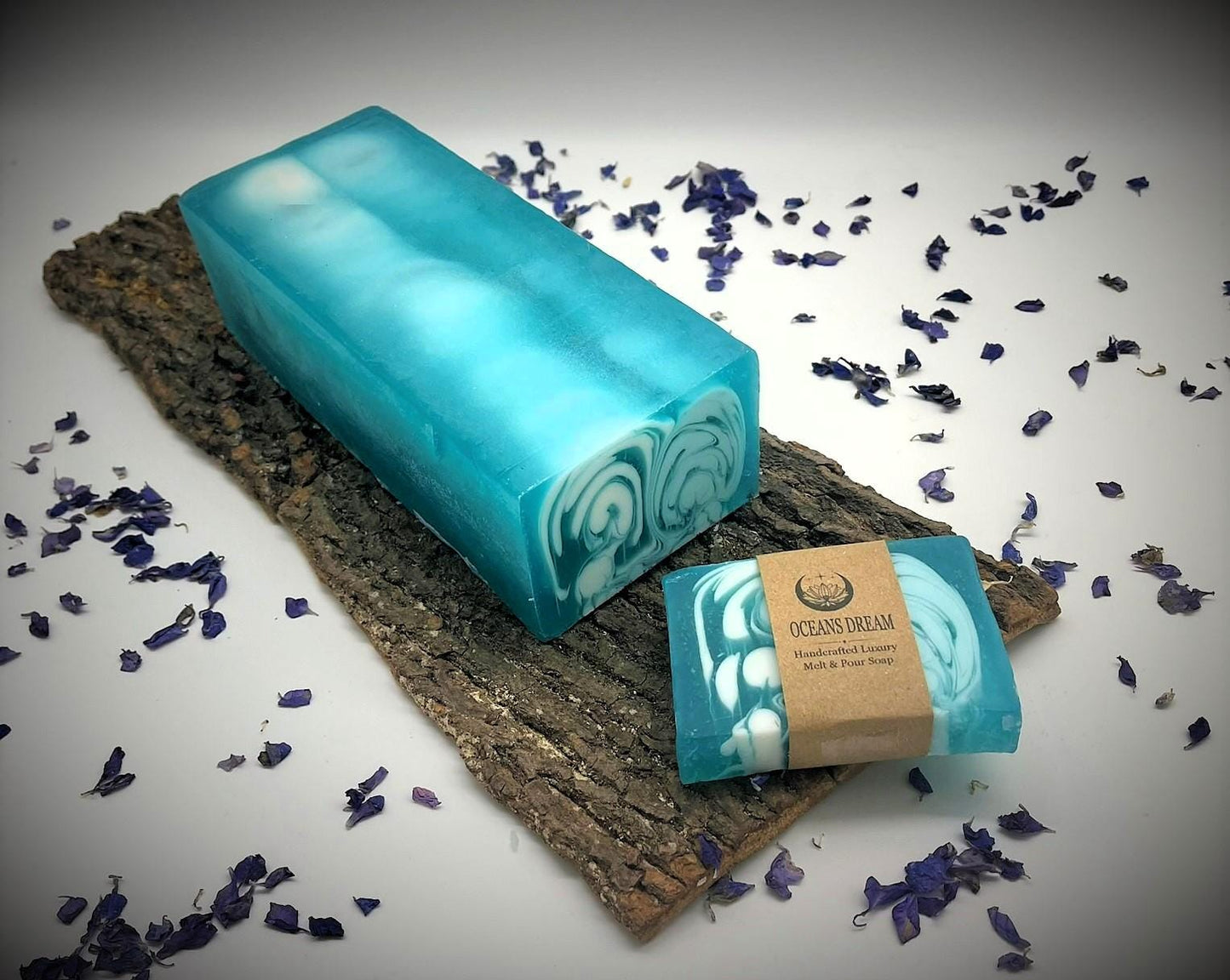 Blue Sensation Spa Gift Box: Aromatherapy Bath Salts, Handmade Soap & Soap Flowers
