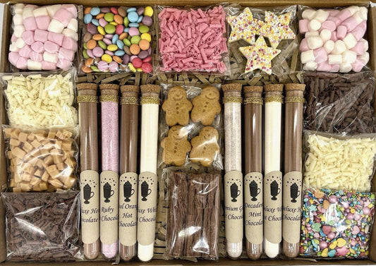 Ultimate Original Luxury Hot Chocolate Gift Box: 8 Flavours, Gourmet Toppings