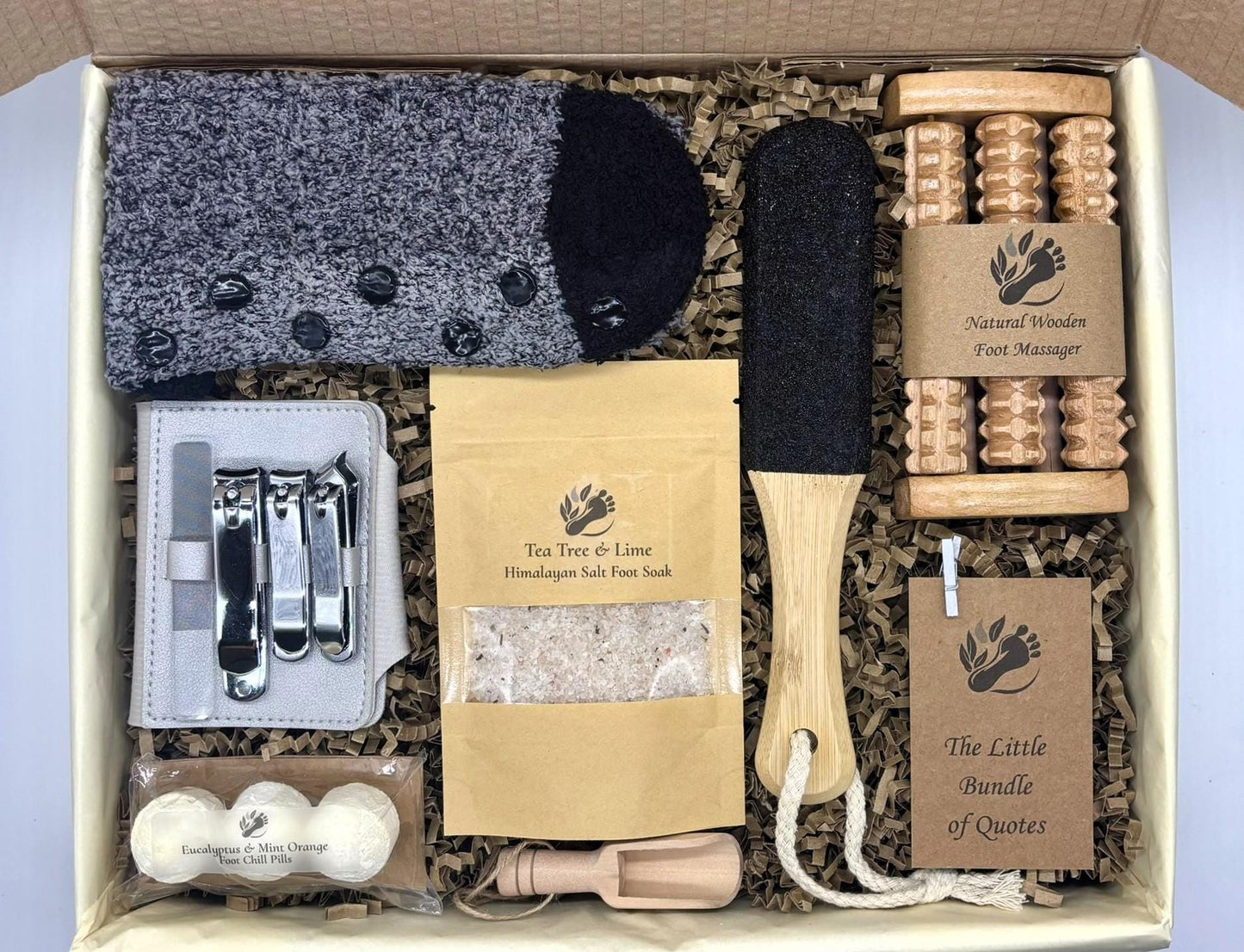 The Gentleman's Natural Foot Spa Kit - Handmade Eucalyptus Soak, Wooden Massager, Cozy Socks - Men's Wellness Gift, Men's Christmas Gift
