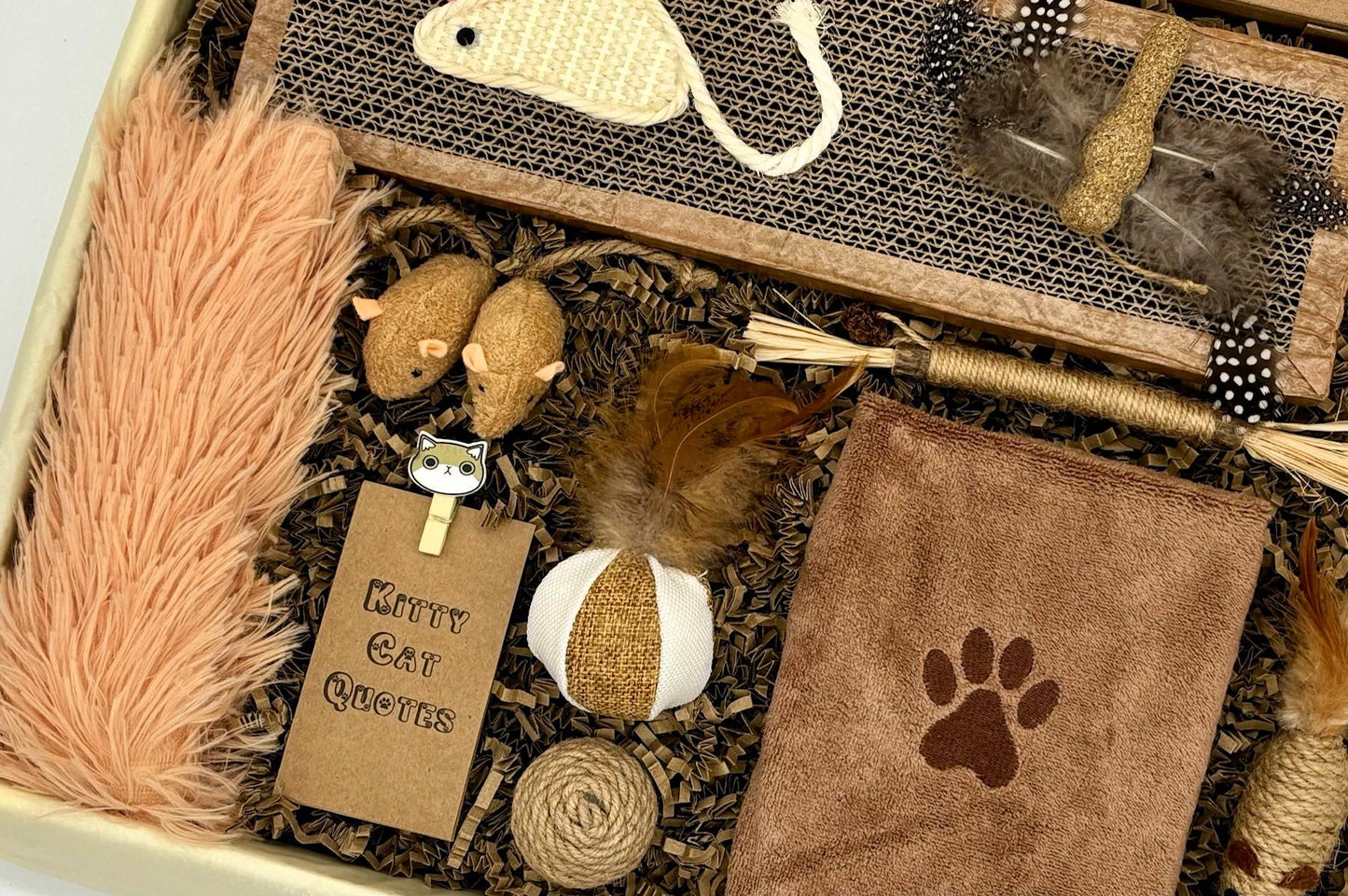 Signature Kitty Cat Natural Gift Box - Handcrafted Eco-Friendly Toys & Accessories for Your Feline Friend, Christmas,Adoption,Birthday Gift