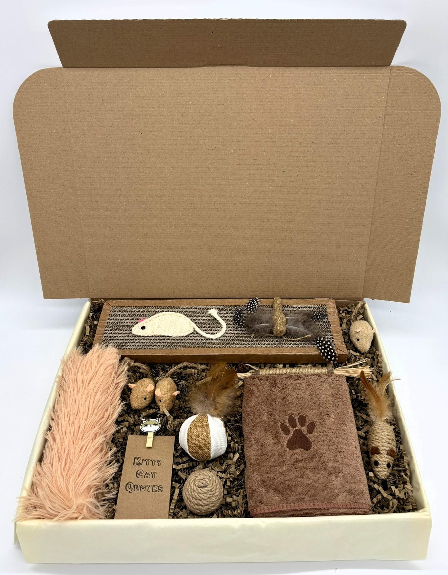 Signature Kitty Cat Natural Gift Box - Handcrafted Eco-Friendly Toys & Accessories for Your Feline Friend, Christmas,Adoption,Birthday Gift