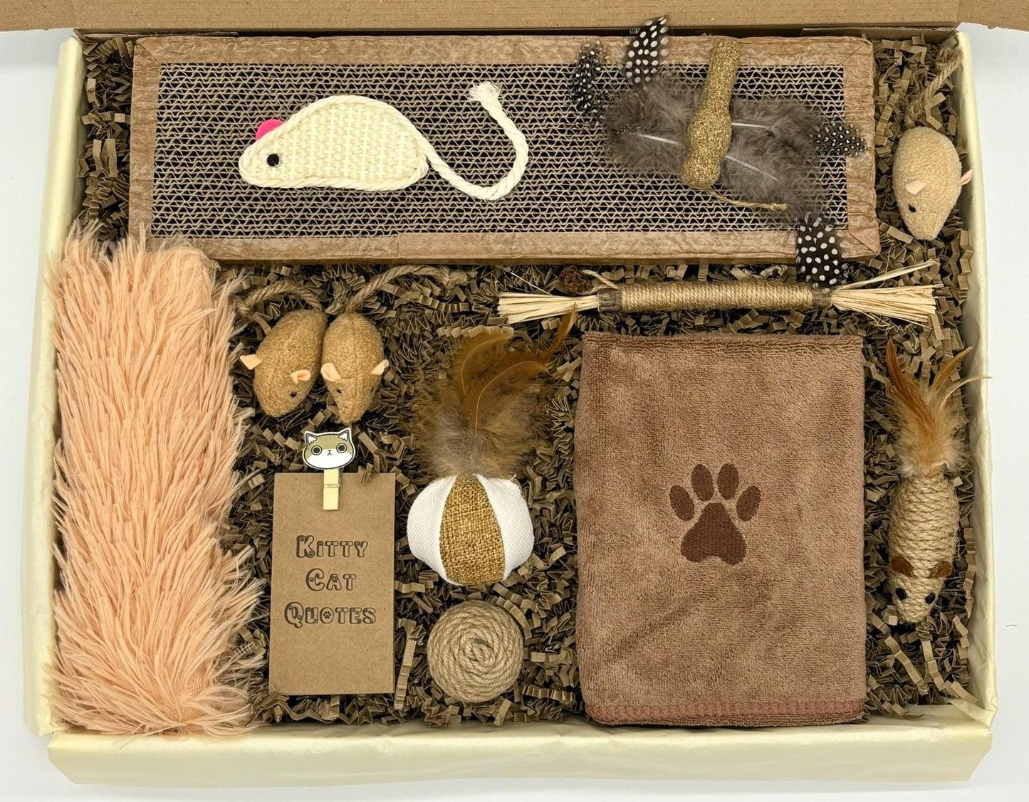 Signature Kitty Cat Natural Gift Box - Handcrafted Eco-Friendly Toys & Accessories for Your Feline Friend, Christmas,Adoption,Birthday Gift