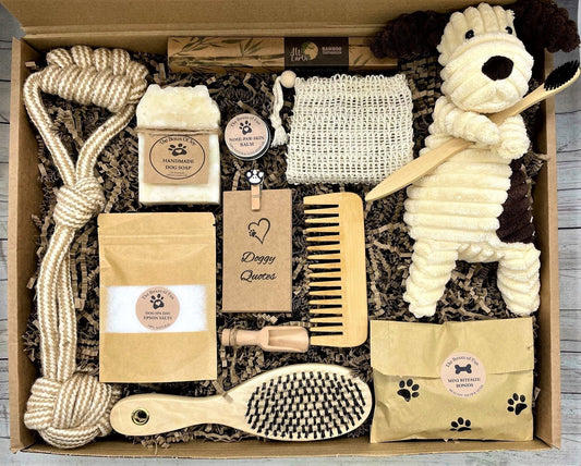 Luxury Dog Ultimate Eco Spa Gift Box, Dog/Puppy Pamper Hamper, Doggie Treats, Handmade Dog Soap, Fur Baby's, Eco Toys, Dog Birthday