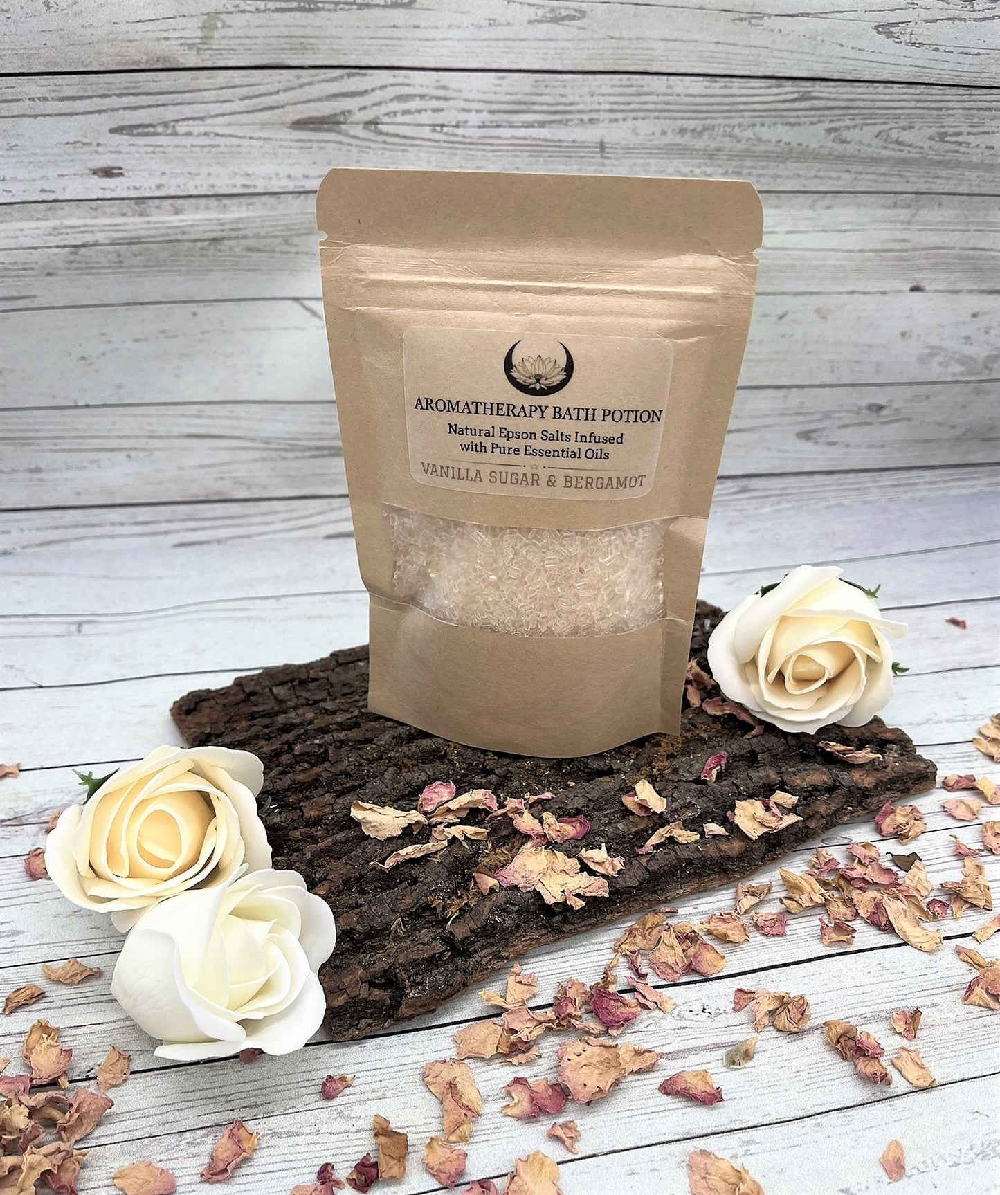 THE BLOOMING CREAM Luxury Spa Gift Box, Quartz Vanilla Candle, Aromatherapy Bath Salts, Soap Flowers, Bathe in Beauty, Relaxation, Languish.