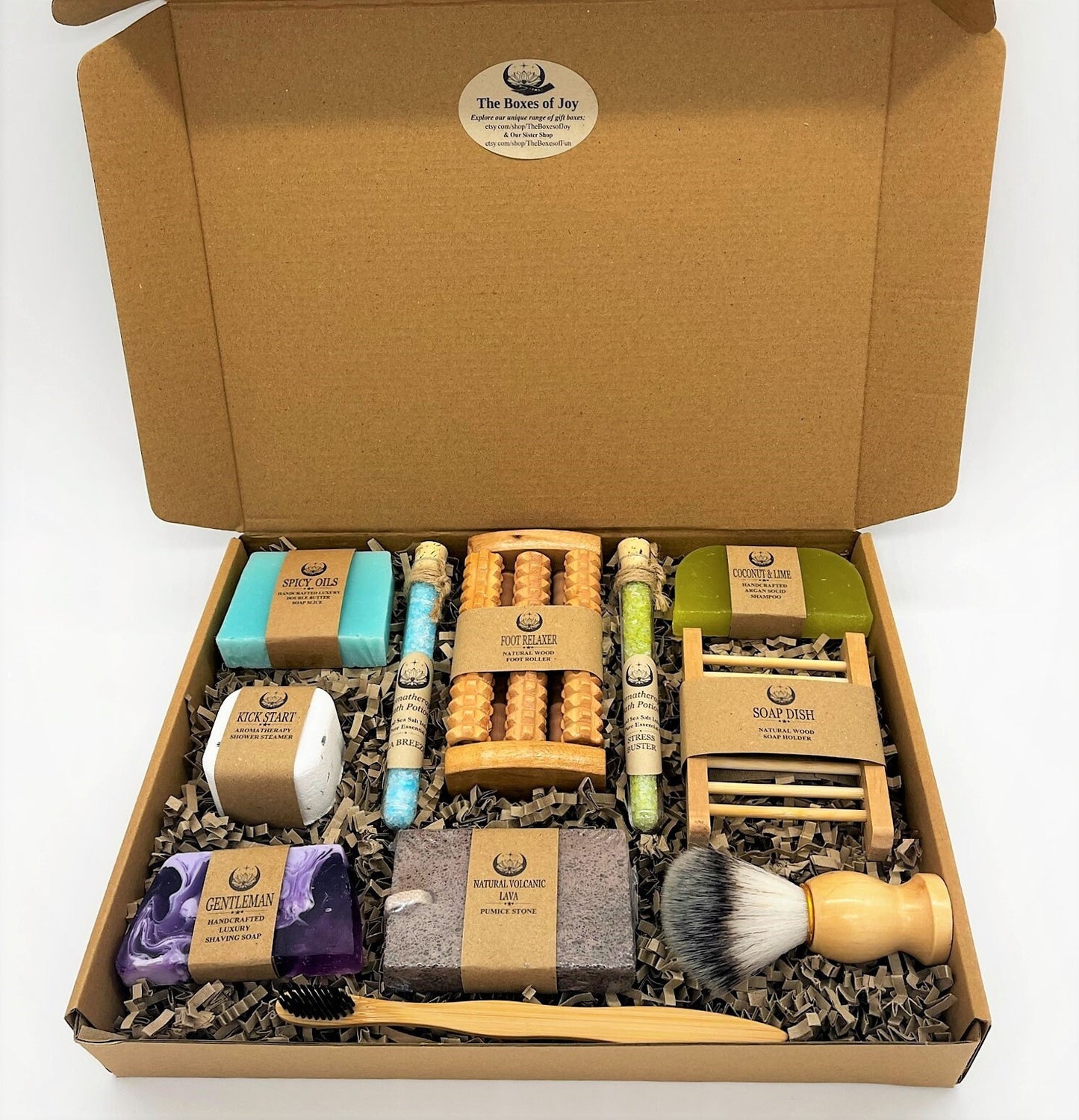 NEW Luxury Men's Eco Spa Gift Box  - Handmade Soaps, Shampoo, Shaving, Shower Steamer, Relaxation, Fathers Day Gift, Birthday Gift,