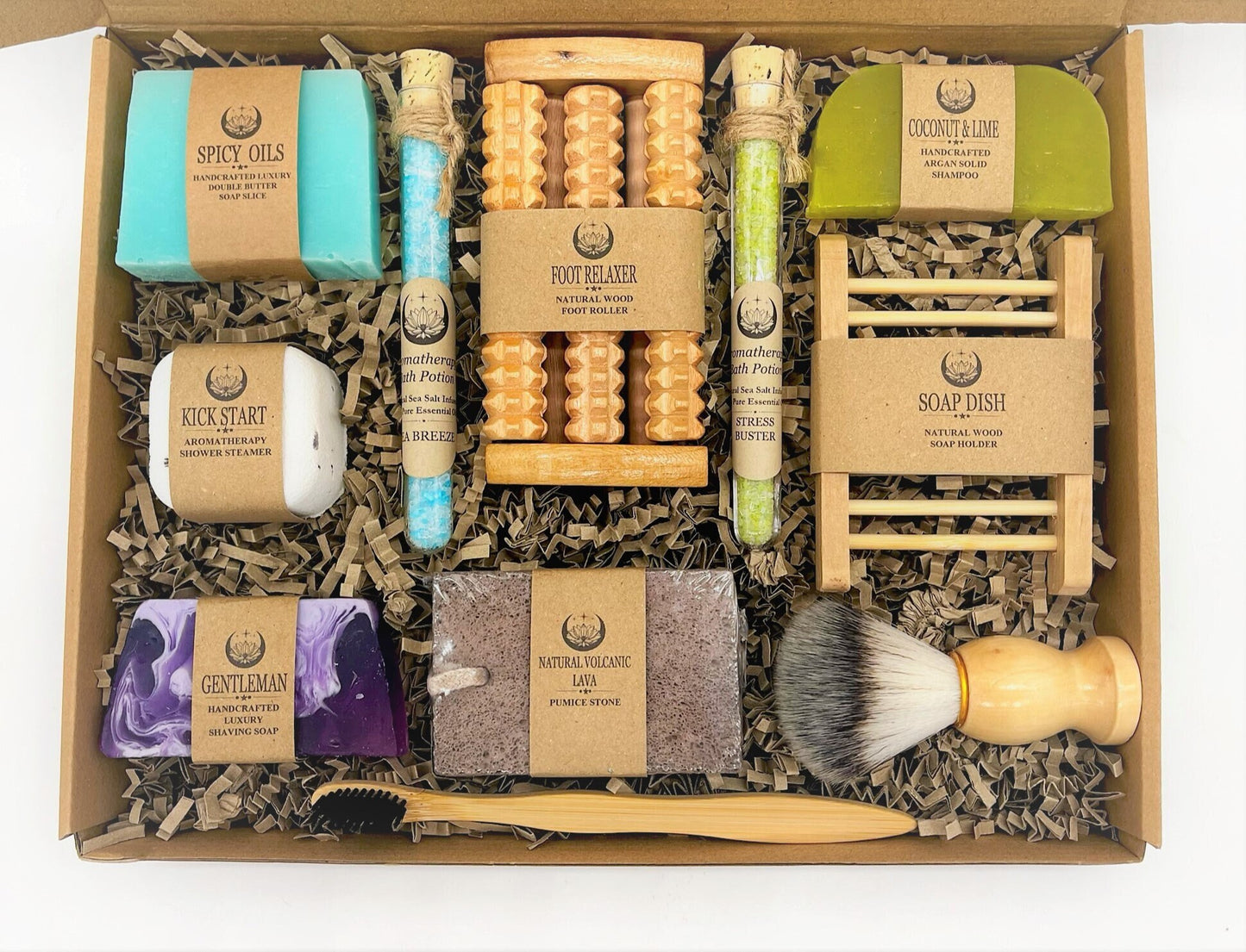 NEW Luxury Men's Eco Spa Gift Box  - Handmade Soaps, Shampoo, Shaving, Shower Steamer, Relaxation, Fathers Day Gift, Birthday Gift,