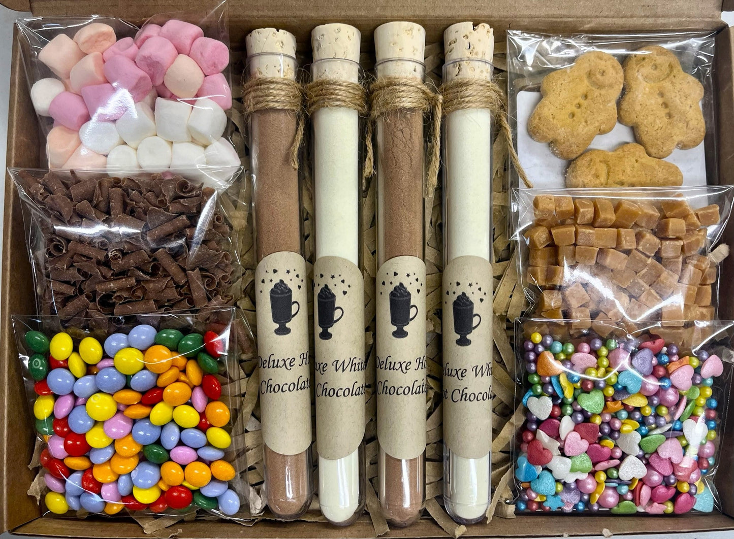 Unique Milk & White Hot Chocolate Letterbox Gift, Sprinkles and Toppings, Stocking Filler, Birthday, Unicorn, Chocolate Hamper, Christmas!