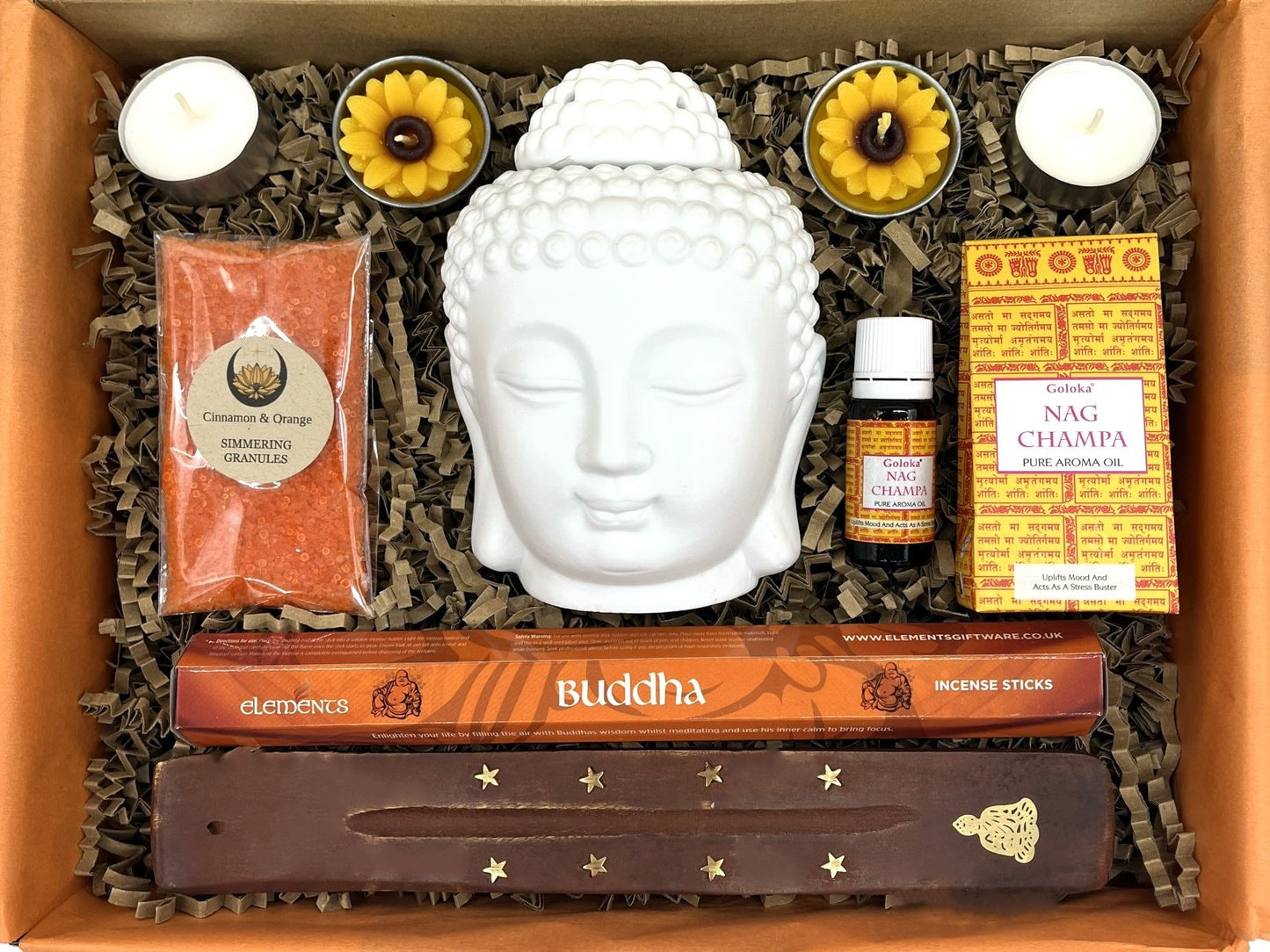 The Happy Buddha Home Fragrance Gift Box, Mindfulness, Positivity, Oil Burner, Incense,  Buddha, Birthday Gift, Unique Gift Idea